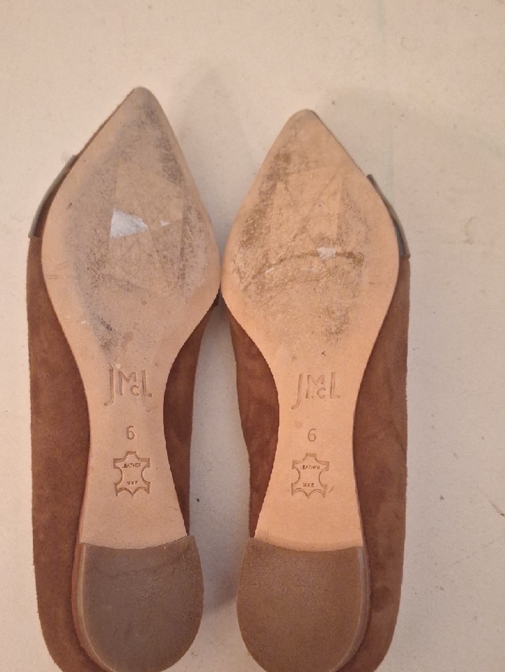 J McLaughlin Mallory Toasted Coconut Tortoise Suede Pointed Toe Flats Size 6 - Picture 3 of 5